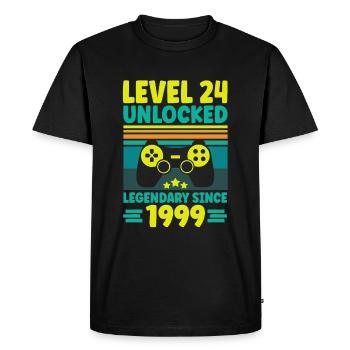 Level 24 Unlocked 1999 24th Birthday Gamer Gaming - Men's Premium Organic T-Shirt - black - Front - Nico (187cm)