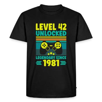 Niveau 42 Débloqué 1981 Gaming 42e anniversaire Gamer - T-shirt Premium bio Homme - noir - Devant - Nico (187cm)