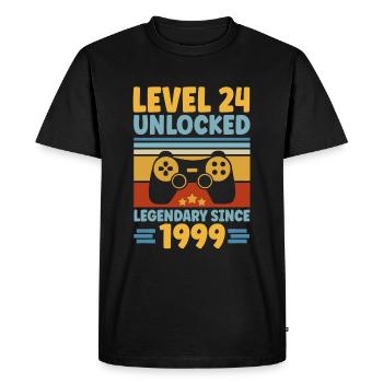 Level 24 Unlocked 1999 24th Birthday Gamer Gaming - Men's Premium Organic T-Shirt - black - Front - Nico (187cm)