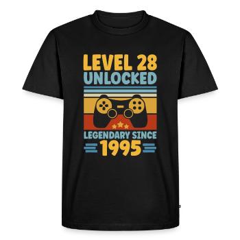 Level 28 Unlocked 1995 28th Birthday Gamer Gaming - Men's Premium Organic T-Shirt - black - Front - Nico (187cm)