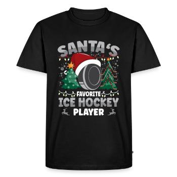 Noël du joueur de hockey sur glace préféré du Père Noël - T-shirt Premium bio Homme - noir - Devant - Nico (187cm)