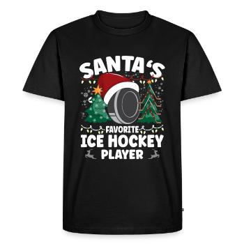 Noël du joueur de hockey sur glace préféré du Père Noël - T-shirt Premium bio Homme - noir - Devant - Nico (187cm)
