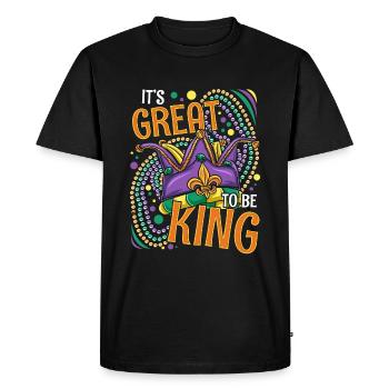 It's Great To Be King Mardi Gras - Men's Premium Organic T-Shirt - black - Front - Nico (187cm)