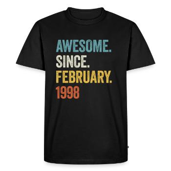 25 Years Awesome Since February 1998 25th Birthday - Men's Premium Organic T-Shirt - black - Front - Nico (187cm)