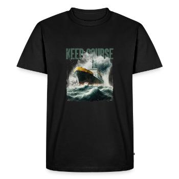 Navire comique dans la mer orageuse - T-shirt Premium bio Homme - noir - Devant - Nico (187cm)