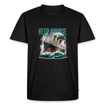 Navire comique dans la mer orageuse - T-shirt Premium bio Homme - noir - Devant - Nico (187cm)