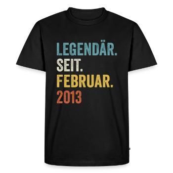 10 Years Legendary Since February 2013 10th Birthday - Men's Premium Organic T-Shirt - black - Front - Nico (187cm)