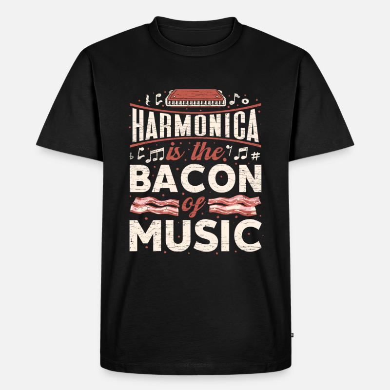 Mundharmonika Geschenkidee - Männer Premium Bio T-Shirt - Schwarz