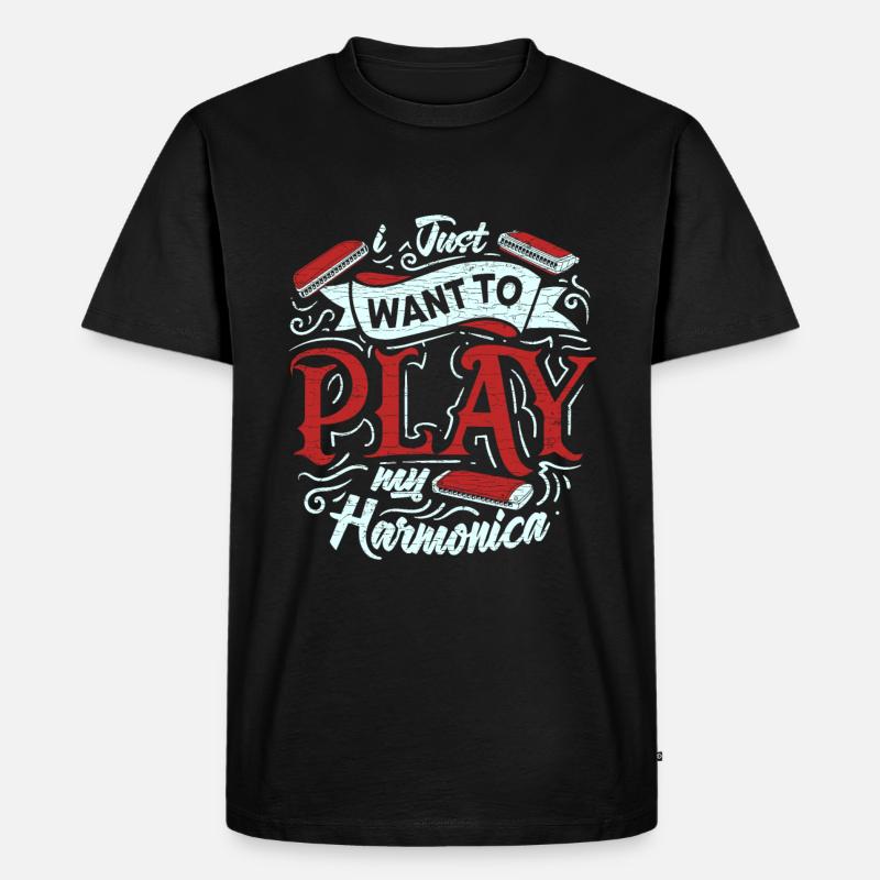 Mundharmonika - Männer Premium Bio T-Shirt - Schwarz