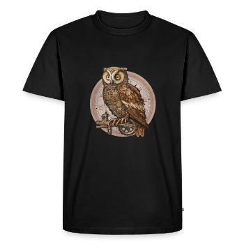 Steampunk Owl Style Comic - T-shirt Premium bio Homme - noir - Devant - Nico (187cm)