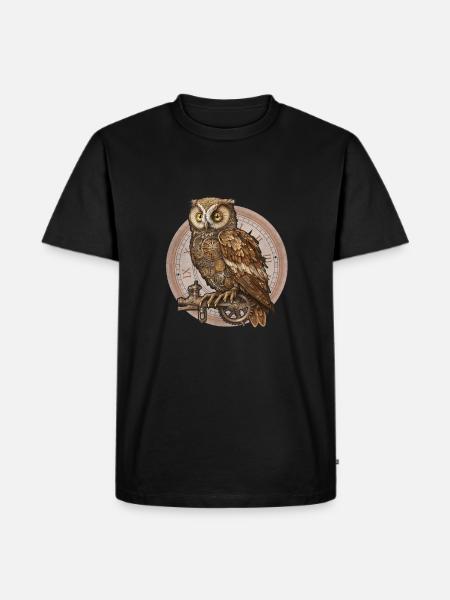Steampunk Owl Style Comic - T-shirt Premium bio Homme - noir