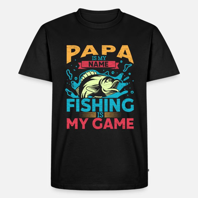 Fischer Angler Papa - Männer Premium Bio T-Shirt - Schwarz