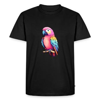 Perroquet coloré oiseau - T-shirt Premium bio Homme - noir - Devant - Nico (187cm)