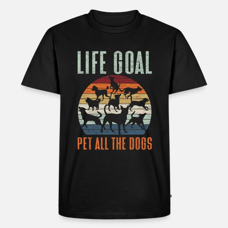 Retro Hundebesitzer Hunde - Männer Premium Bio T-Shirt - Schwarz