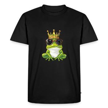 Comic frog with crown - Men's Premium Organic T-Shirt - black - Front - Nico (187cm)