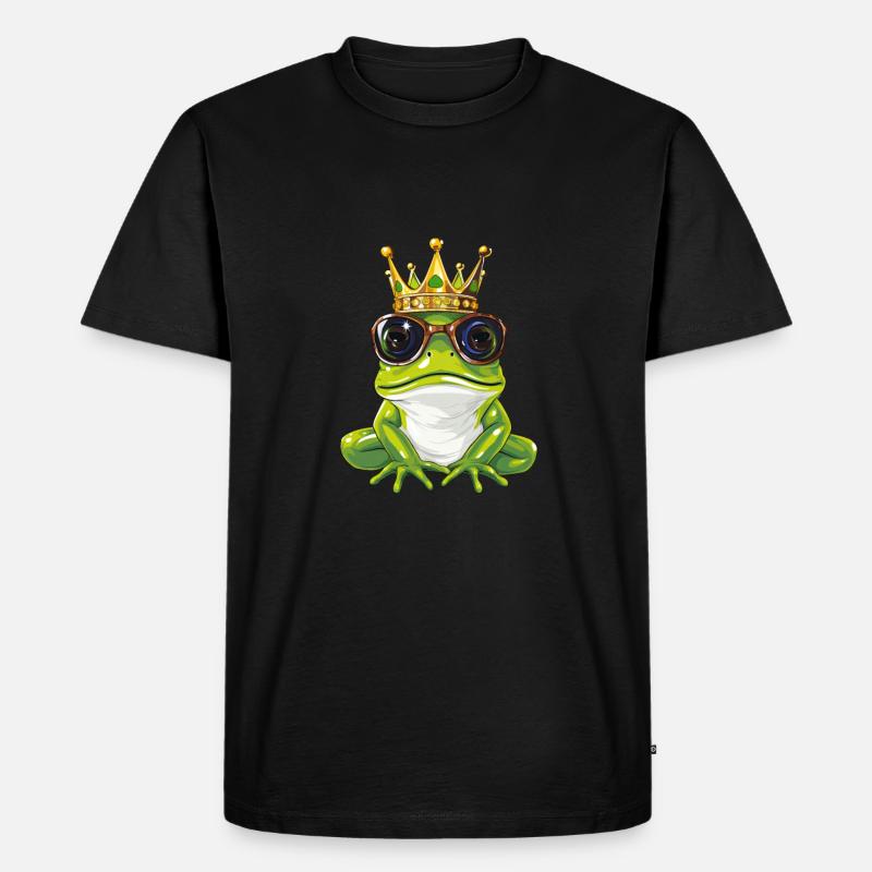 Comic Frosch mit Krone - Männer Premium Bio T-Shirt - Schwarz