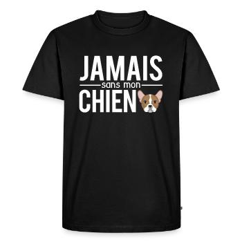 Jamais sans mon chien propriétaire chien humour - T-shirt Premium bio Homme - noir - Devant - Nico (187cm)