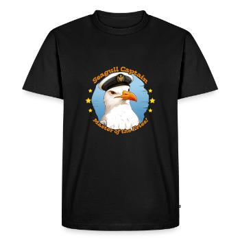 Seagull Captain - expert en frites sur la plage - T-shirt Premium bio Homme - noir - Devant - Nico (187cm)