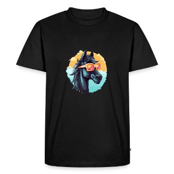 Cartoon Horse Lunettes de soleil Vintage Sea - T-shirt Premium bio Homme - noir - Devant - Nico (187cm)