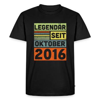 7th birthday 7 years legendary since October 2016 - Men's Premium Organic T-Shirt - black - Front - Nico (187cm)