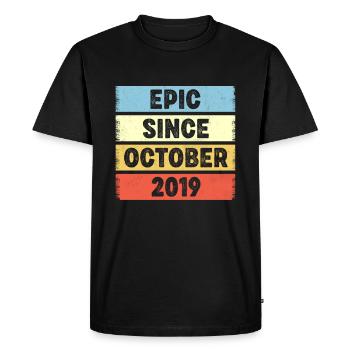 4e anniversaire 4 ans épique depuis octobre 2019 - T-shirt Premium bio Homme - noir - Devant - Nico (187cm)