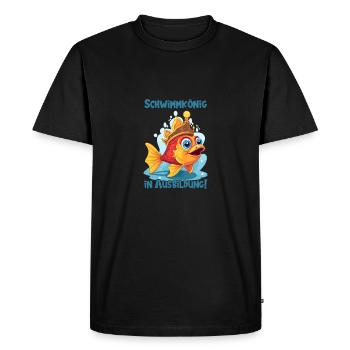 Cartoon Goldfish Crown - Swimming King Boys - Men's Premium Organic T-Shirt - black - Front - Nico (187cm)