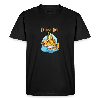 Catfish King Cartoon - Pêche, pêche et chasse - T-shirt Premium bio Homme - noir - Devant - Nico (187cm)