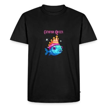 Catfish Queen Cartoon - Pour les pêcheuses - T-shirt Premium bio Homme - noir - Devant - Nico (187cm)
