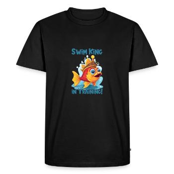 Cartoon Goldfish Crown - Learn to Swim - Men's Premium Organic T-Shirt - black - Front - Nico (187cm)