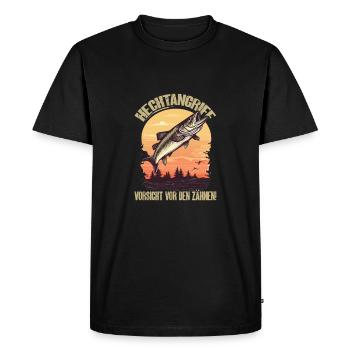 Pike Attack Vintage - Sensations fortes pour les pêcheurs - T-shirt Premium bio Homme - noir - Devant - Nico (187cm)