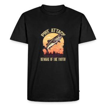 Pike Attack Vintage - Naturel - T-shirt Premium bio Homme - noir - Devant - Nico (187cm)