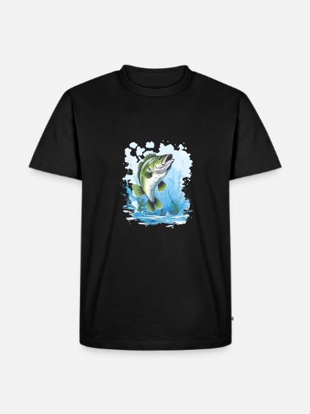 barsch angeln Fisch fischen - Männer Premium Bio T-Shirt - Schwarz