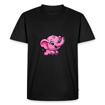 Bébé éléphant rose de dessin animé sautant partout - T-shirt Premium bio Homme - noir - Devant - Nico (187cm)