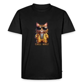Chat de dessin animé cool avec des lunettes de soleil - T-shirt Premium bio Homme - noir - Devant - Nico (187cm)