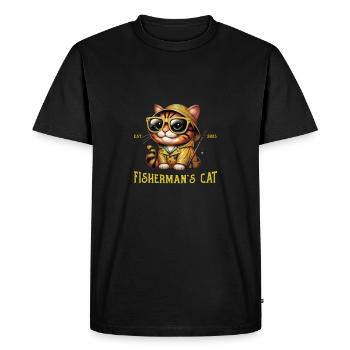 Chat comique en tenue de pluie avec des lunettes de soleil - T-shirt Premium bio Homme - noir - Devant - Nico (187cm)