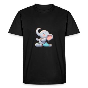 Éléphant Yoga Humour Fitness - T-shirt Premium bio Homme - noir - Devant - Nico (187cm)