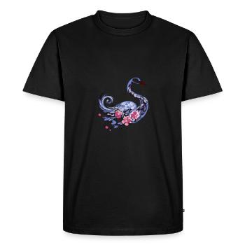 Polygon Meets Nature - Elegant Blue Swan - Men's Premium Organic T-Shirt - black - Front - Nico (187cm)