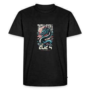 Japanese Dragon Red Sun - Men's Premium Organic T-Shirt - black - Front - Nico (187cm)