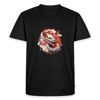 Japanese dragon with red sun - Men's Premium Organic T-Shirt - black - Front - Nico (187cm)