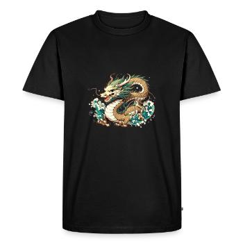 Dragon rising from the lake - Men's Premium Organic T-Shirt - black - Front - Nico (187cm)