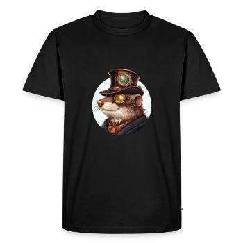 Loutre dans le style steampunk - T-shirt Premium bio Homme - noir - Devant - Nico (187cm)