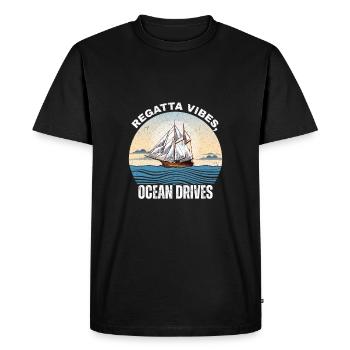 Voilier sur la mer - T-shirt Premium bio Homme - noir - Devant - Nico (187cm)