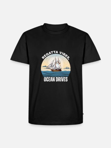 Segelschiff auf dem Meer - Männer Premium Bio T-Shirt - Schwarz