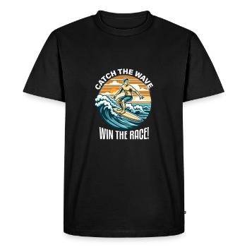 Surfer avec la planche de surf - T-shirt Premium bio Homme - noir - Devant - Nico (187cm)