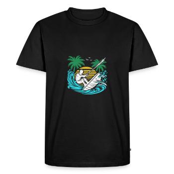 Surfer avec une planche de kitesurf - T-shirt Premium bio Homme - noir - Devant - Nico (187cm)