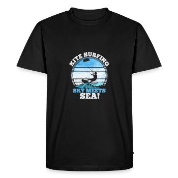Surfer avec le vent et la mer - T-shirt Premium bio Homme - noir - Devant - Nico (187cm)