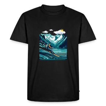 Kitesurfer with board - Men's Premium Organic T-Shirt - black - Front - Nico (187cm)