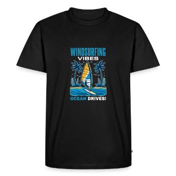 Planche à voile sur la mer - T-shirt Premium bio Homme - noir - Devant - Nico (187cm)