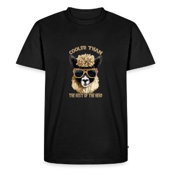 Llama with hairstyle and sunglasses - Men's Premium Organic T-Shirt - black - Front - Nico (187cm)