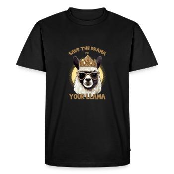 Motif royal de lama dramatique - T-shirt Premium bio Homme - noir - Devant - Nico (187cm)